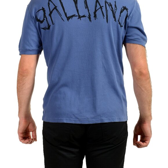 John Galliano Men's Blue Ribbed Short Sleeve T-Shirt US M IT 50 - Picture 3 of 7